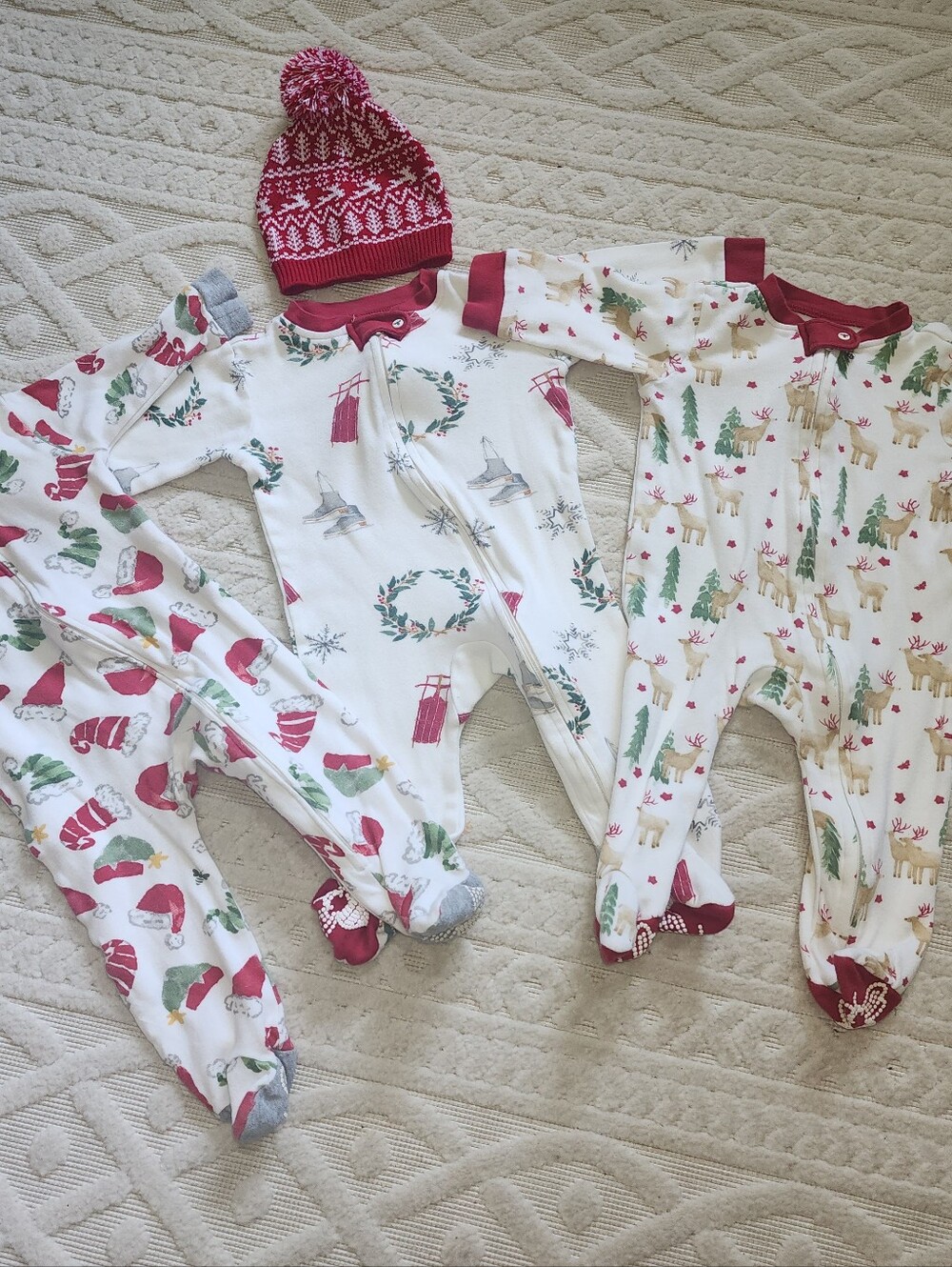 Kids Holiday Footie Sleeper - Red & White (Brand Unspecified)